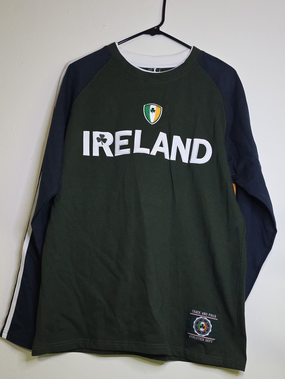 Green and Navy 'Ireland' Long Sleeve Tee